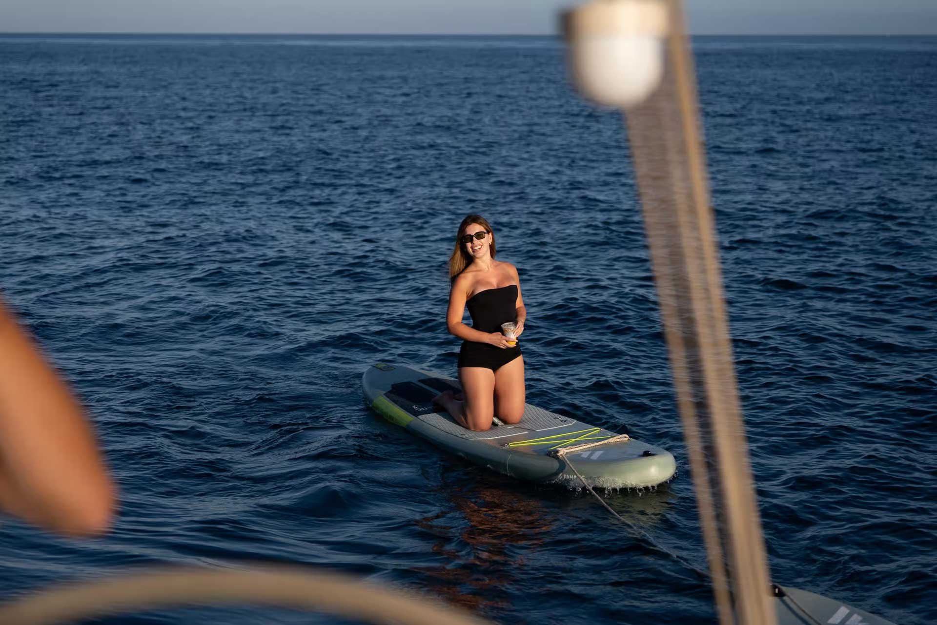 Paddle board included on every Moon Sailing Marbella charter
